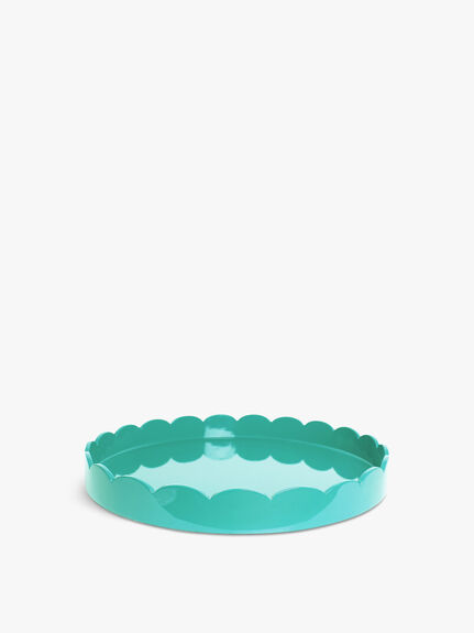 Medium Turquoise Scallop Round Tray