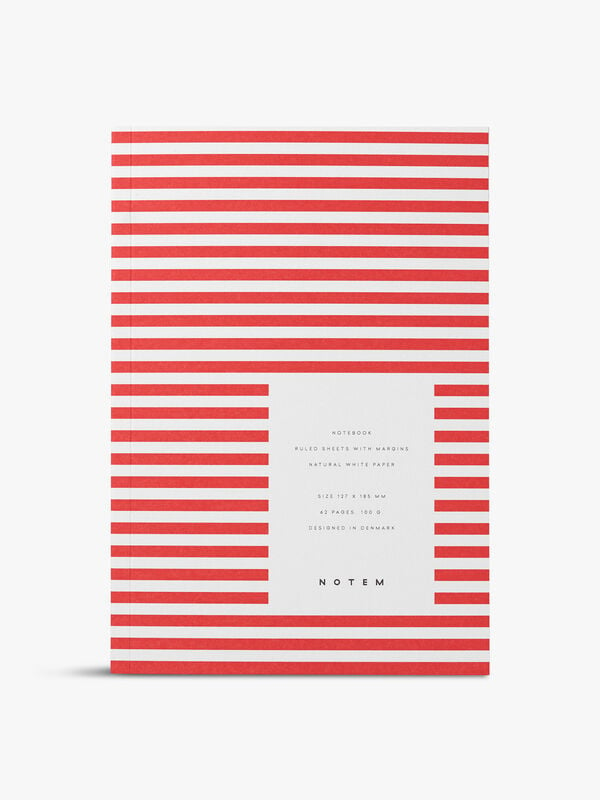 Vita Red Stripe Small Notebook Ruled Pages