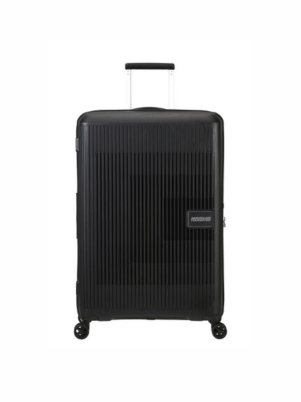 American Tourister Aerostep Spinner 77cm Small Expandable Suitcase, Black