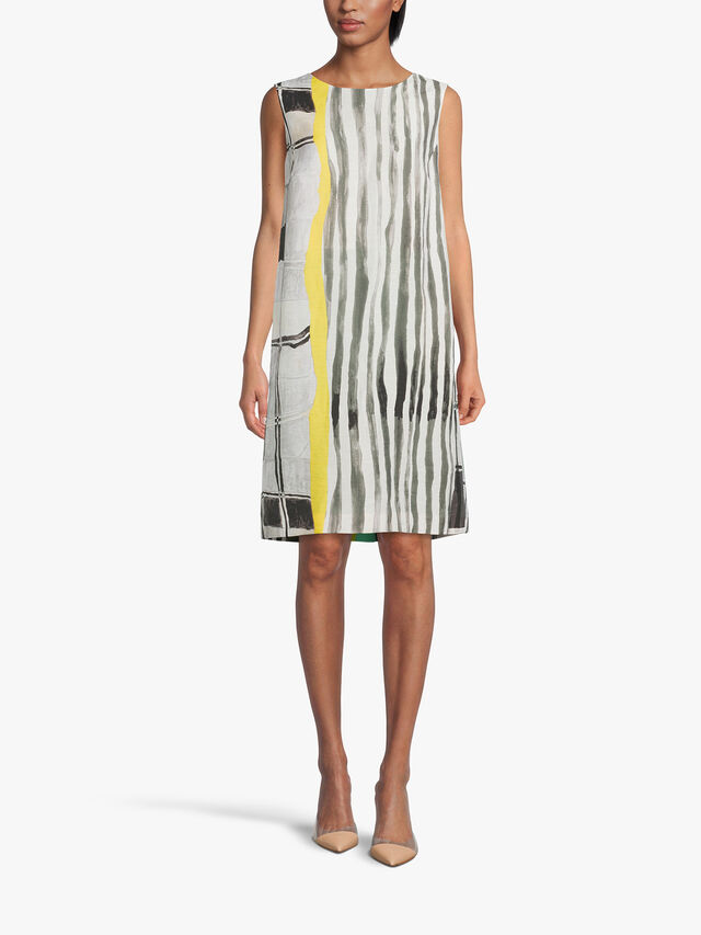 Sleeveless Abstract Print Low Back Viscose Dress