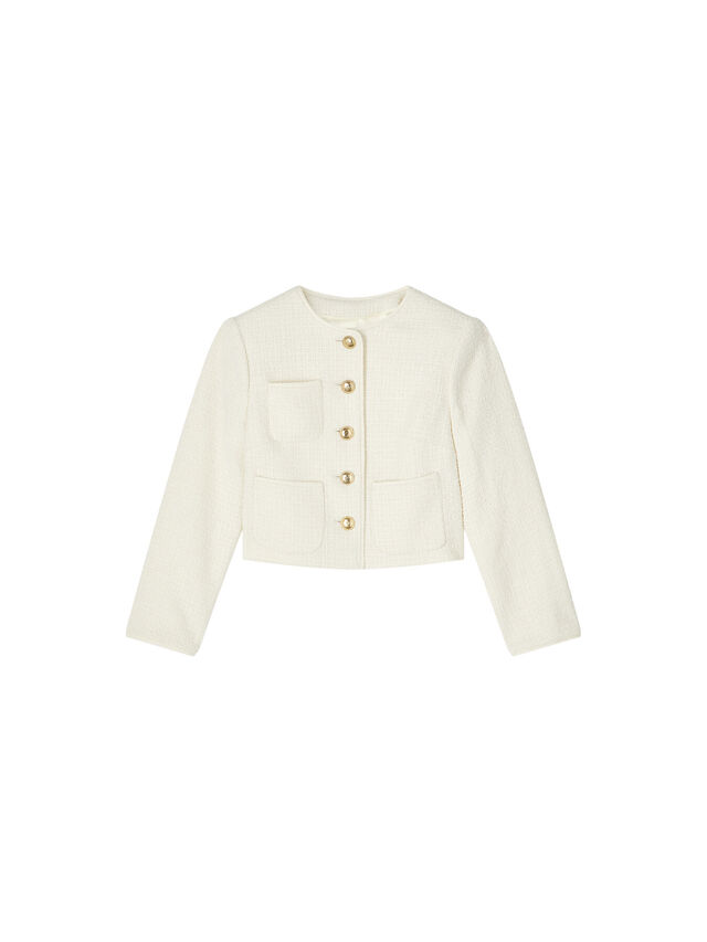 Alexa Cream Recycled Cotton-Blend Italian Tweed Jacket