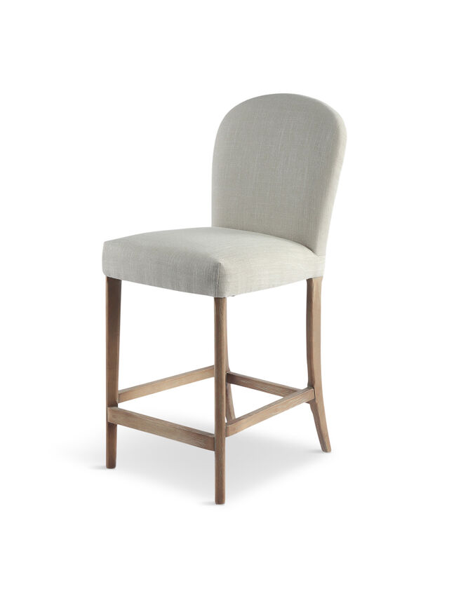 Maurice Beige Fabric Counter Stool With Brass Studs