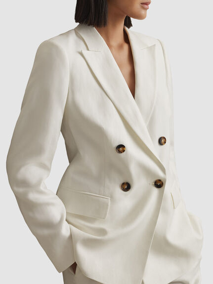 Lori Viscose-Linen Double Breasted Suit Blazer