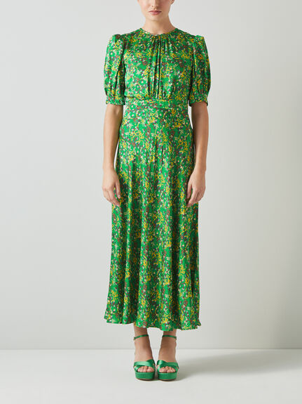 Jem Green And Yellow Floral Print Midi Dress