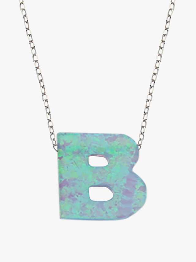 Silver Opal Letter Necklace
