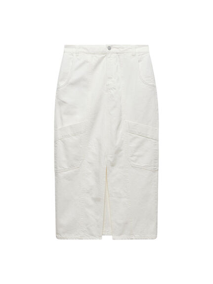 Cream Cargo Pocket Midi Skirt