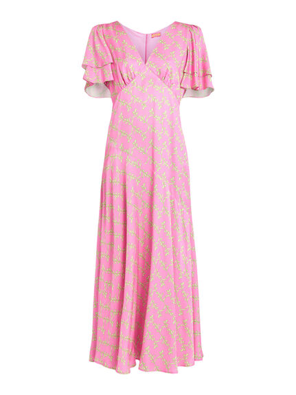 Tallulah Pink Foliage Print Maxi Dress