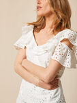 White Broderie Ruffle Top