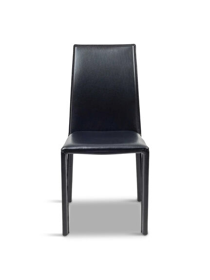 Byron Pair of Dining Chairs Black Leather