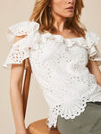 White Broderie Ruffle Top