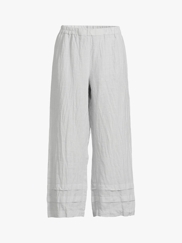 Linen Wide Crop Pleat Hem Trouser