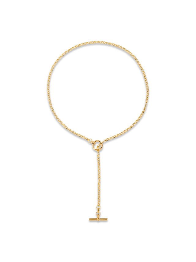 Short Gold Lariat Necklace