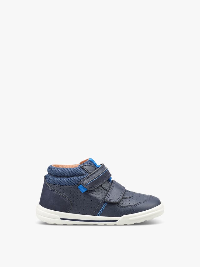 Frisbee Navy Leather High Top Shoes