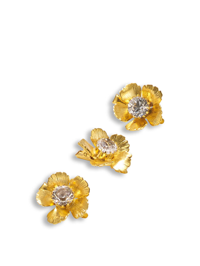 14k Gold Eden Floral Crystal Clip Set