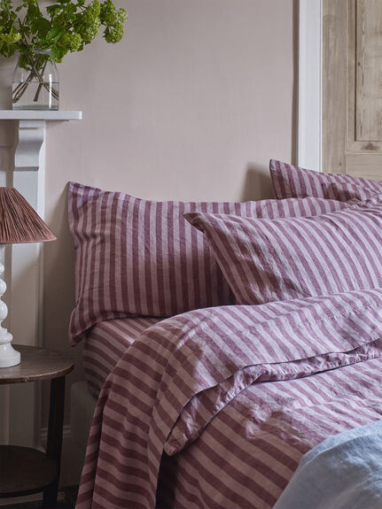 Plum Wine Amberley Stripe Linen/Cotton Blend Pillowcases