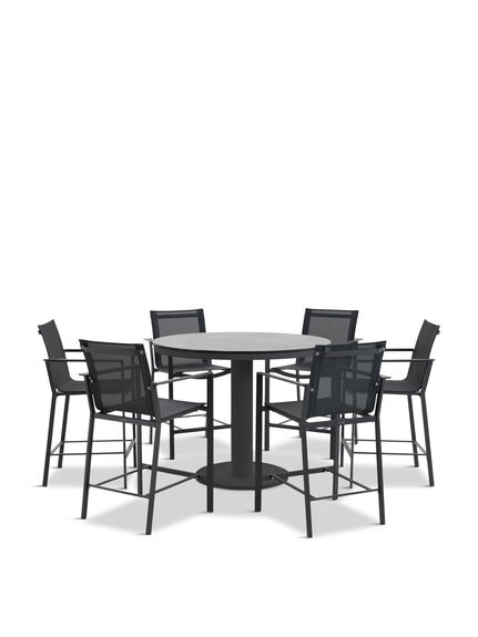 Oslo 120cm Bar Table with Ceramic Top & 4 Primavera Barchair Carbon