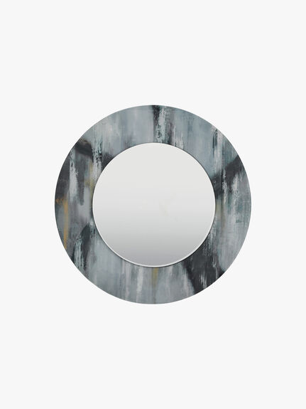 Mehera Round Grey Marble Print Mirror