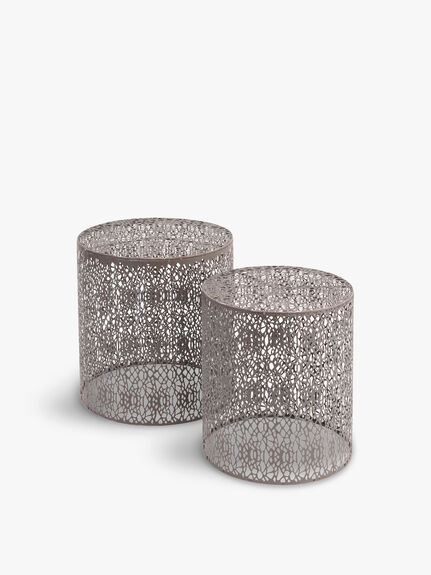 Caprio Set Of Two Nesting Side Tables with Antique Grey Finish