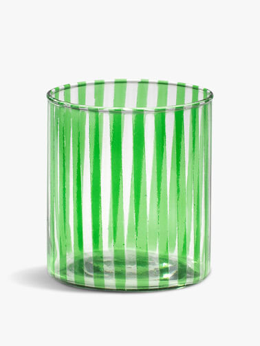 Green Candy Stripe Glass Tea Light Holder