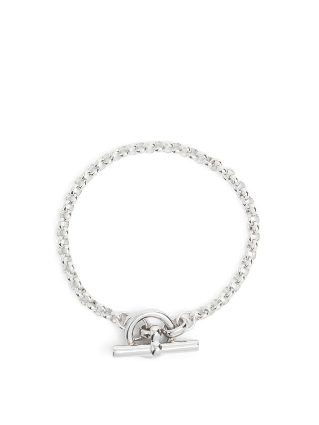 Small Silver T-bar Clasp on Belcher Chain Bracelet