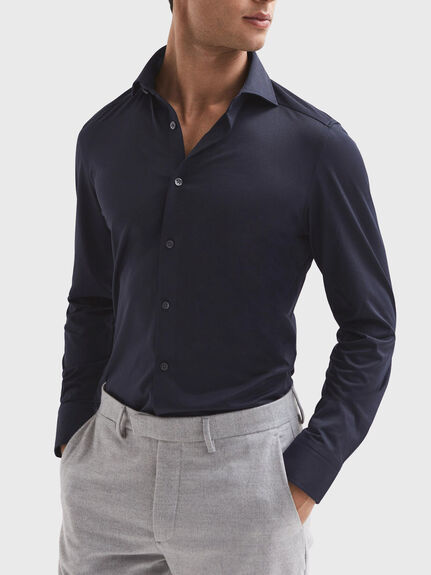 Nate  Cutaway Collar Jersey Slim Fit Shirt