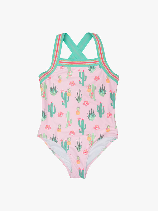Cactus Print Cross Back Swimsuit