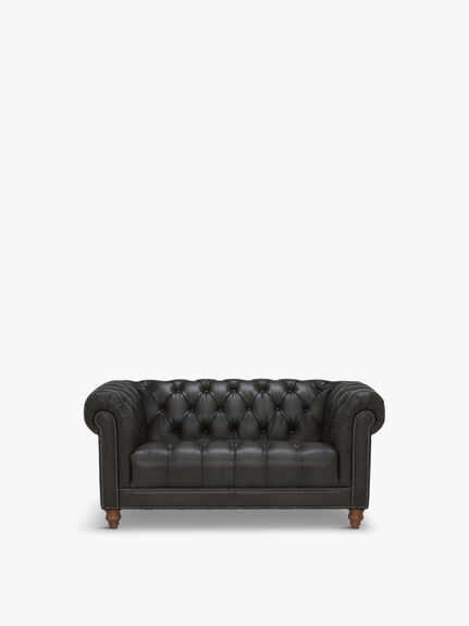 Ullswater Leather 2 Seater Chesterfield Sofa, Vintage Flint
