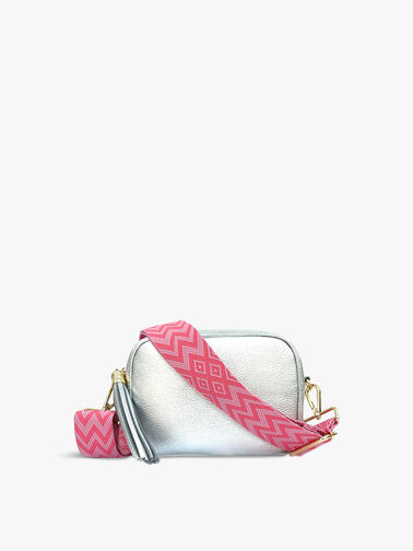 Silver Leather Bag with Candy Floss Strap