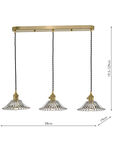 Hadano 3 Light Brass Suspension with Flared Glass Shades