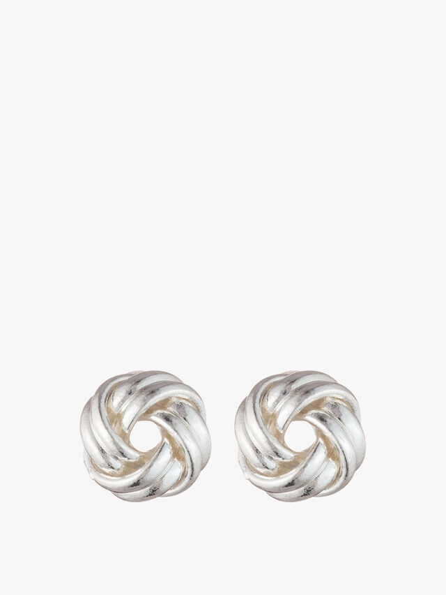 Silver Tone Knot Stud Earrings