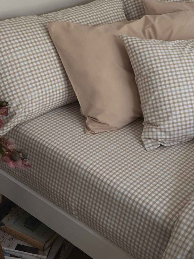 Gingham Cotton Fitted Sheet