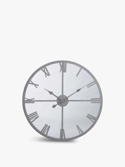 Grey Framed Mirrored Wall Clock