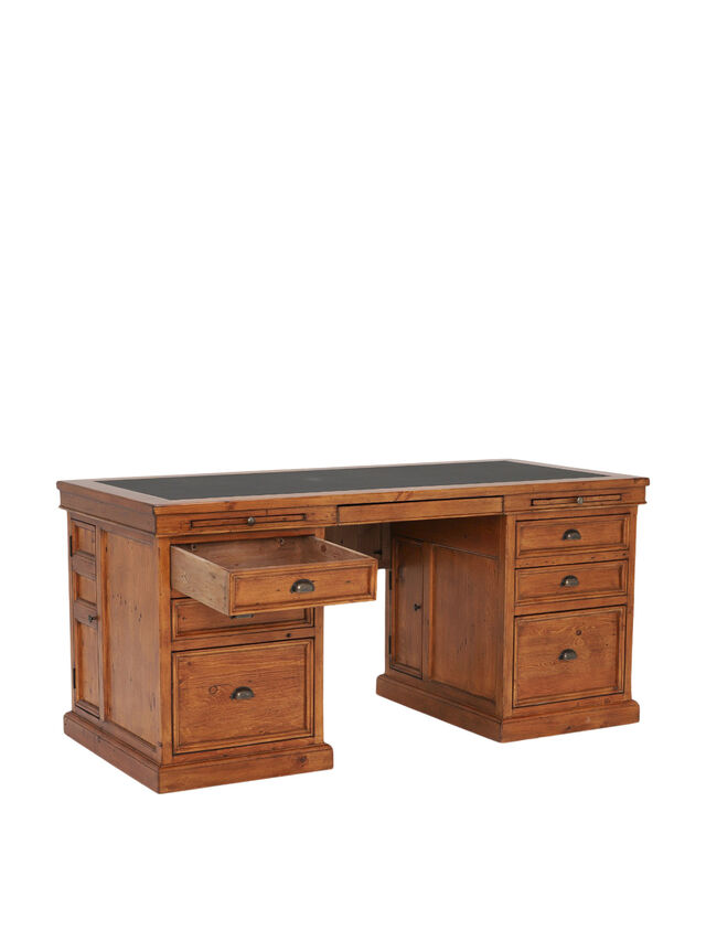 Villiers Reclaimed Wood Double Pedestal Desk