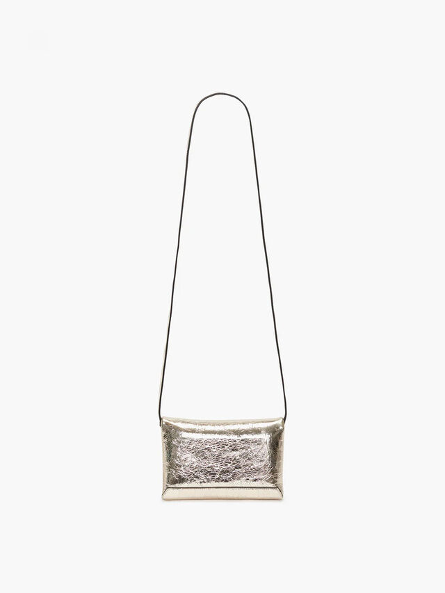Textured Gold Mini Chain Pouch - Long Strap