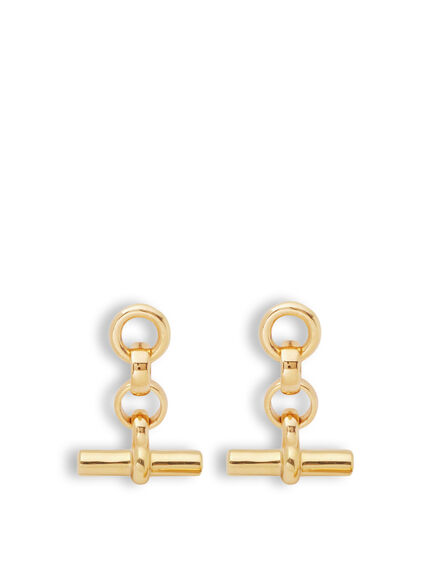 Gold T Bar Drop Earrings