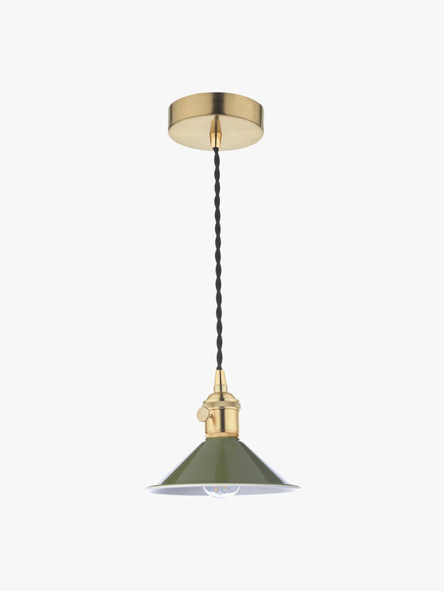 Hadano Pendant - Natural Brass with Olive Green Shade