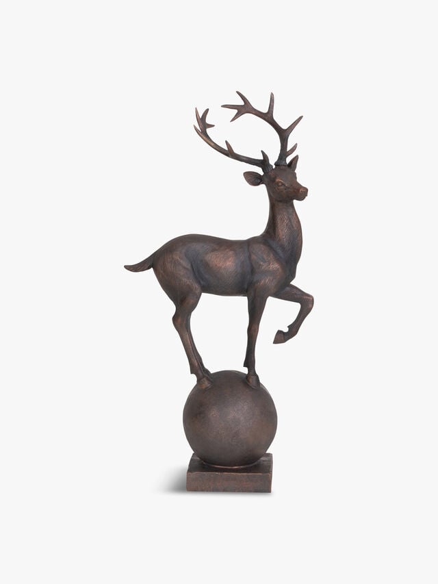 Six Pointer Stag on Decorative Ball Resin Sculpture