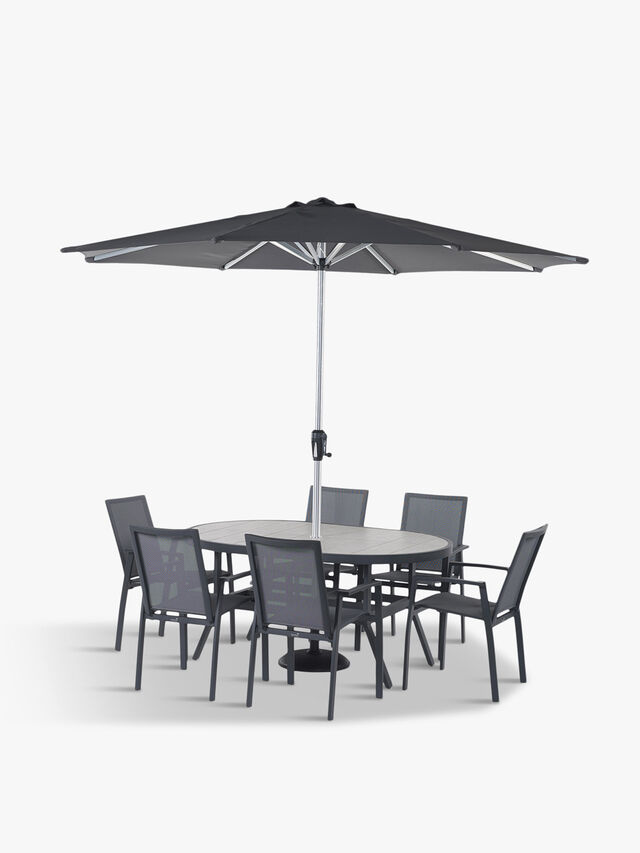 Seville Oval Dining Table with Parasol and Base