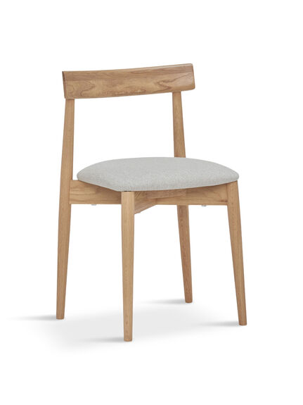 Ava Neutral Wood Open Back Dining Chair With Fabric Seat
