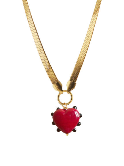 Milagros Heart Snake Chain Necklace