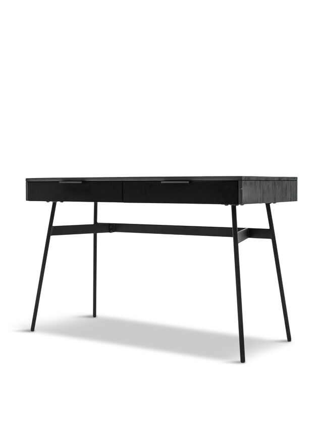 Bronks Black Acacia Desk with Two Drawers