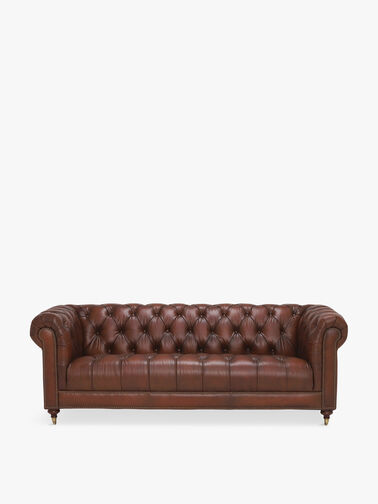 Ullswater Leather 3 Seater Chesterfield Sofa, Vintage Tabac