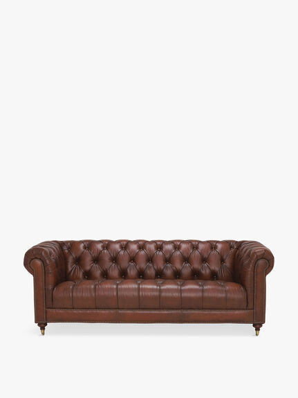 Ullswater Leather 4 Seater Chesterfield Sofa, Vintage Tabac