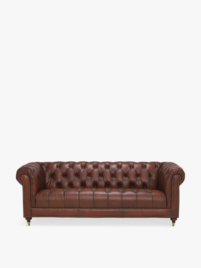 Ullswater Leather 3.5 Seater Chesterfield Sofa, Vintage Tabac