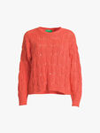 Long Sleeve Crew Neck Cable Knit Sweater