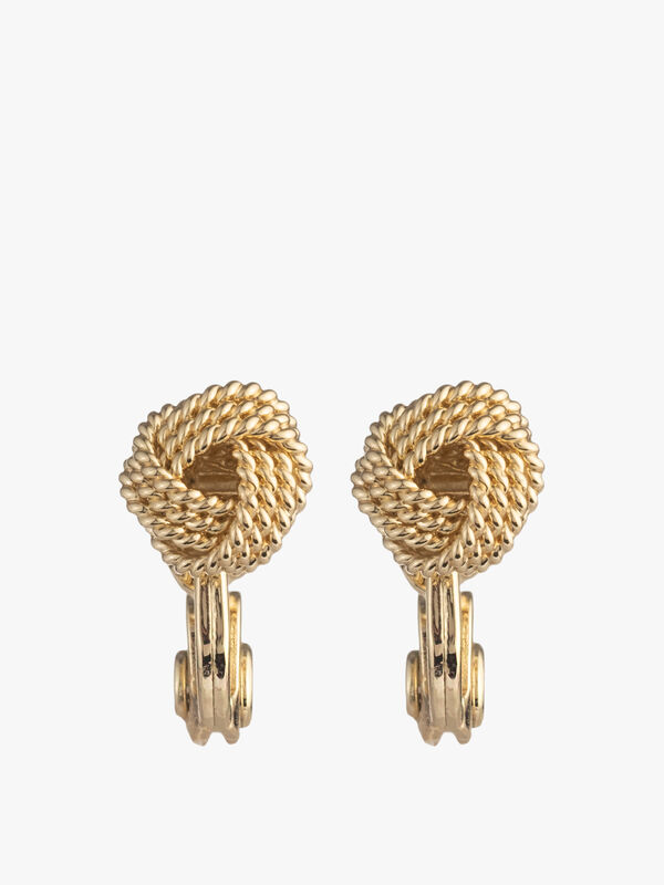 Rope Knot Button Clip Earrings