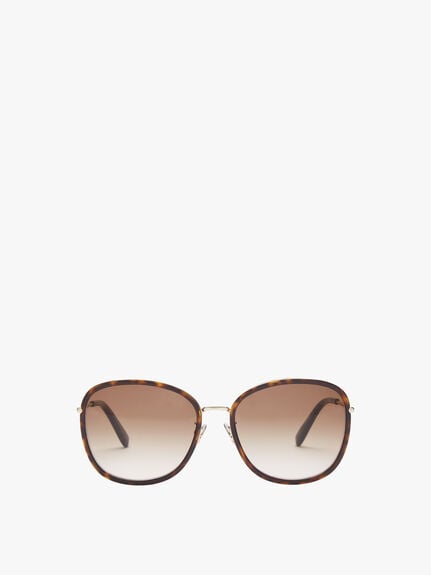 Tort Thin Cat-Eye Acetate Sunglasses