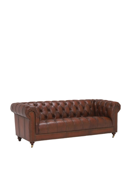 Ullswater Leather 4 Seater Chesterfield Sofa, Vintage Tabac