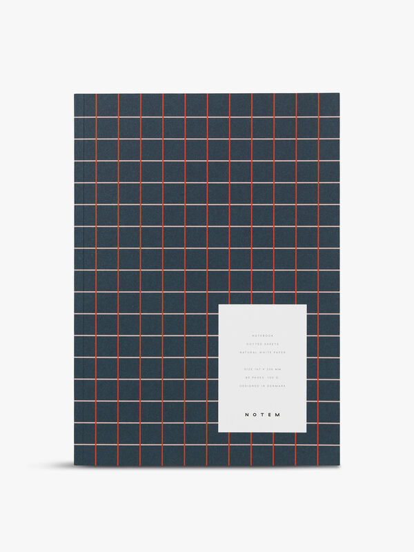 Vita Navy Grid Medium Notebook Ruled Pages