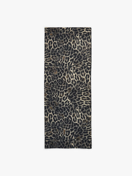 Grey scarf with Leopard Foil Detail